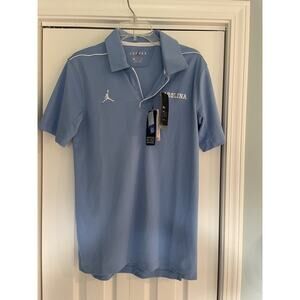 Nike Air Jordan Carolina Tar Heels UNC Bball Light Blue Polo Golf Shirt S New WT